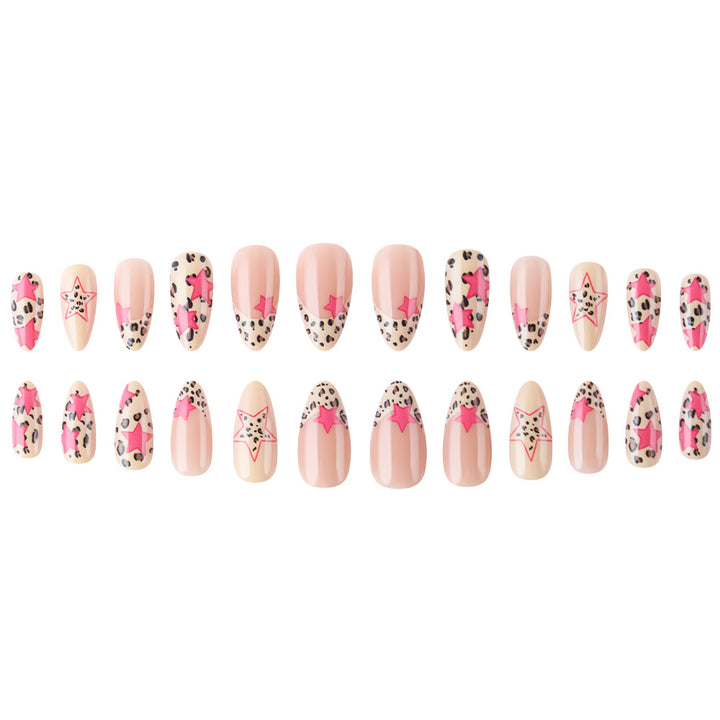 Stylish Star and Leopard Print Press-On Nails Bowlift