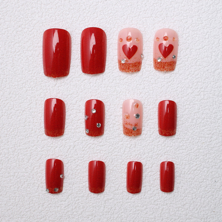 Glamorous Heart-Accent Press-On Nails Bowlift