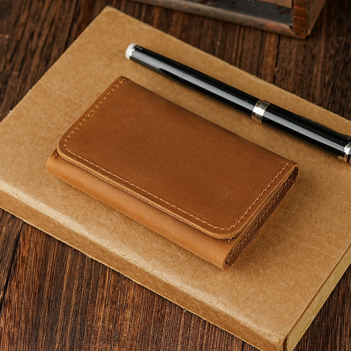 Compact full-grain leather bifold card wallet Bowlift