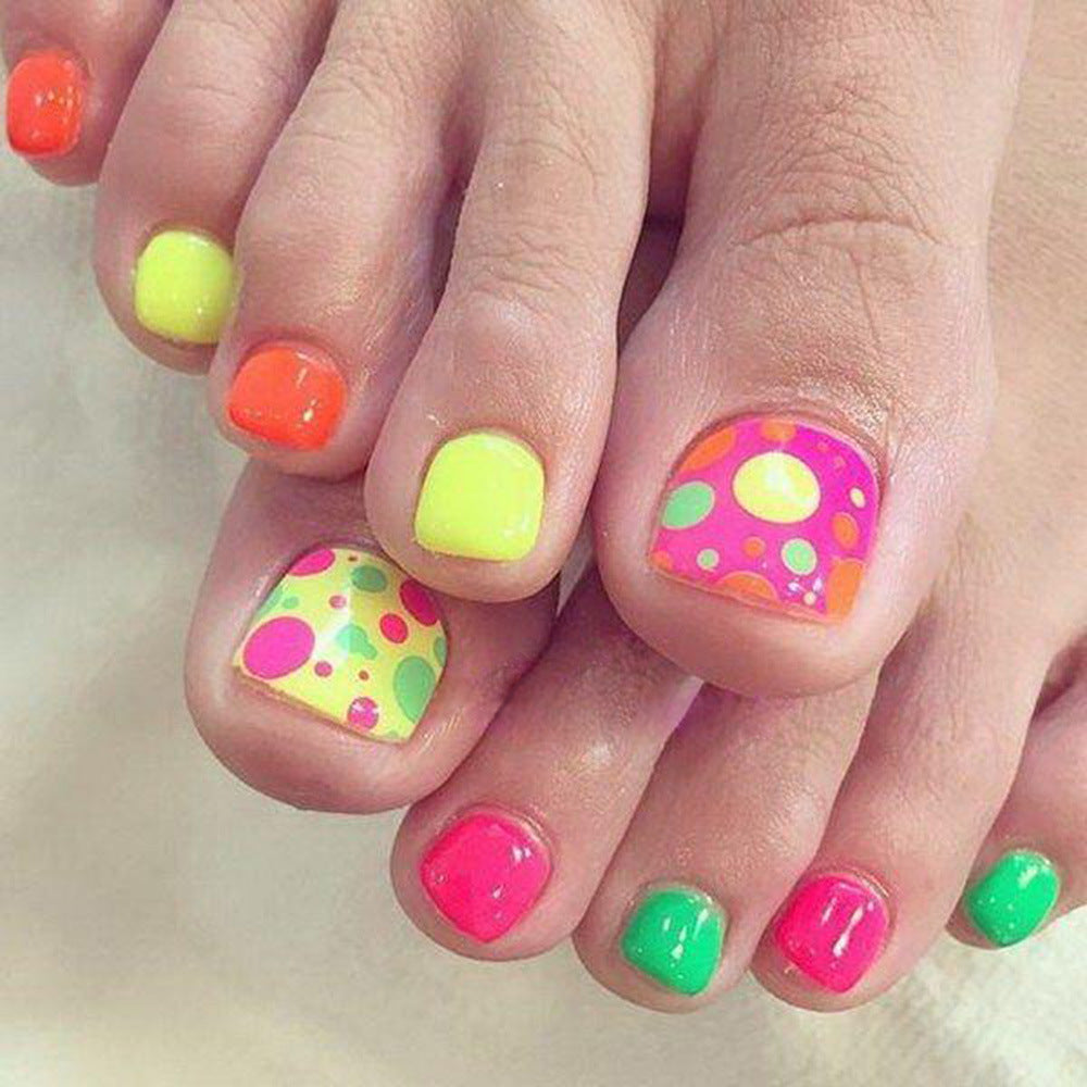 Creative Foot Art Nails with Colorful Dot Design Bowlift