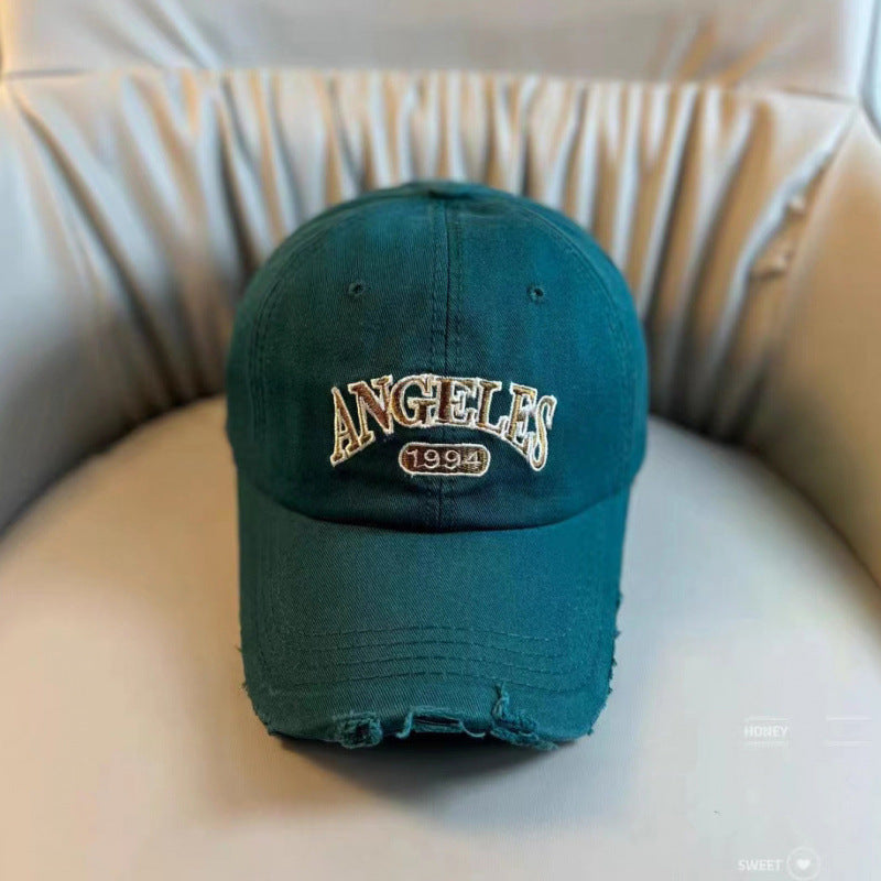 Women's Distressed Vintage-Style Adjustable Baseball Cap Bowlift