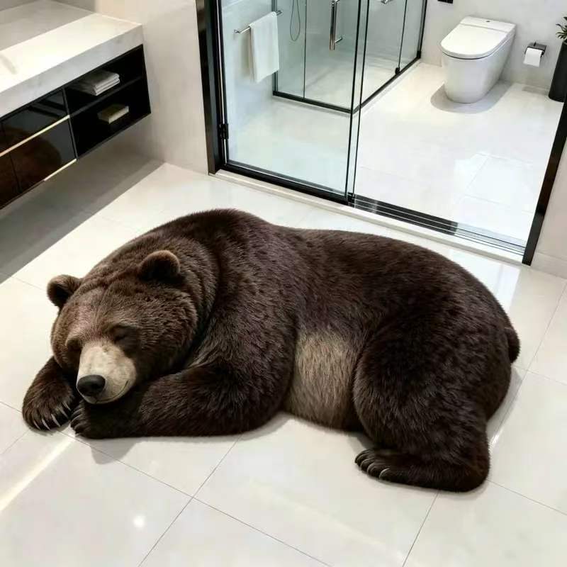 Bear-shaped Plush Floor Mat