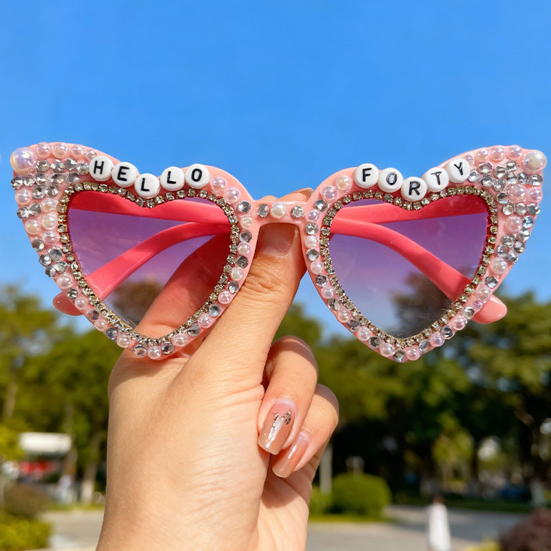 Heart-Shaped Pearl-Embellished Sunglasses Bowlift