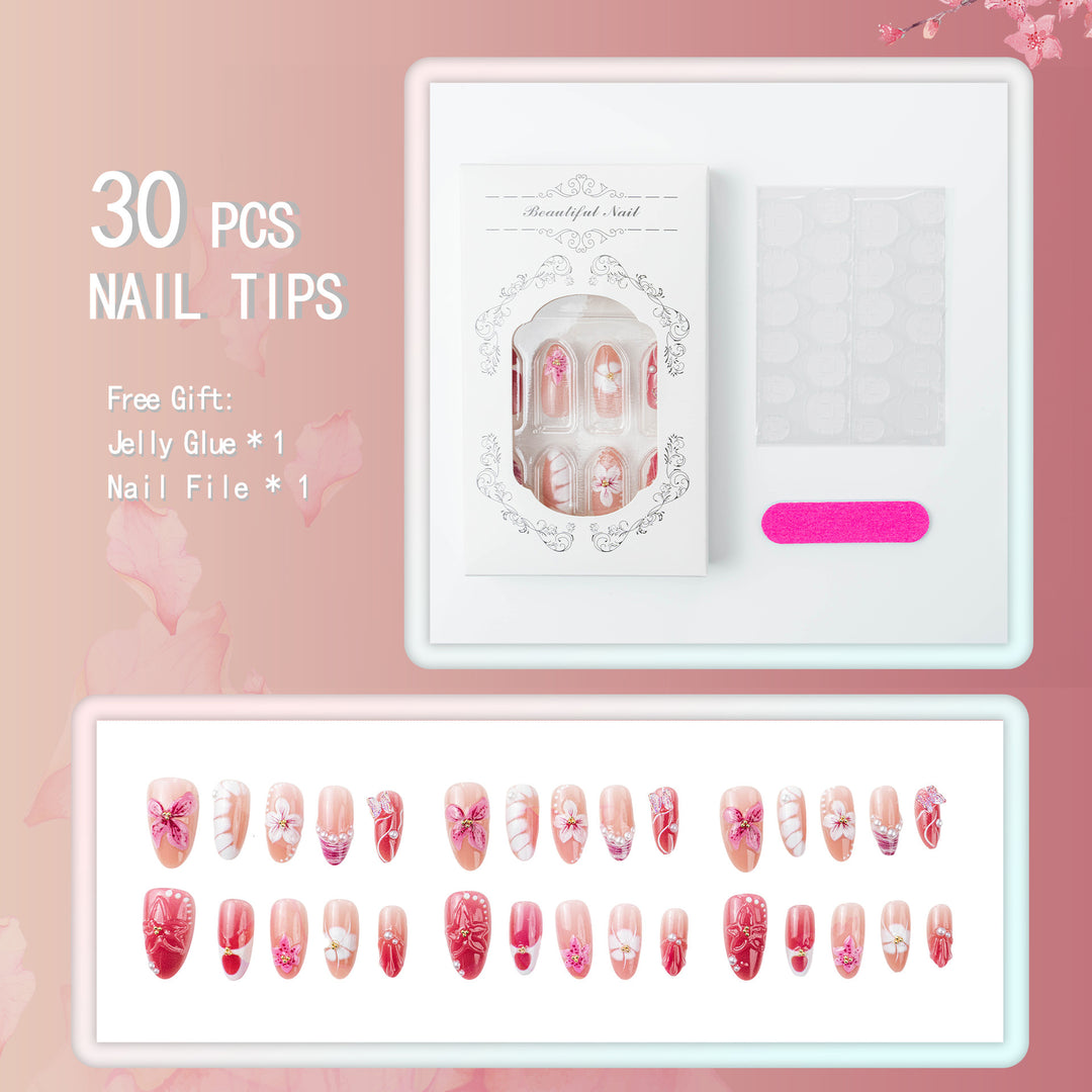 Elegant artificial nails with floral designs Bowlift
