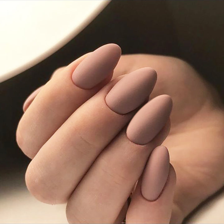 Matte Almond-Shaped Press-On Nail Tips Bowlift