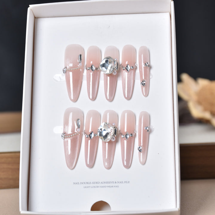 Luxury Glittery Stiletto Nail Extensions Bowlift