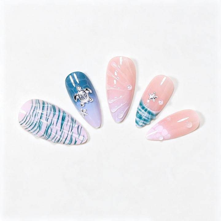 Ocean-Inspired Nail Art Design Set Bowlift