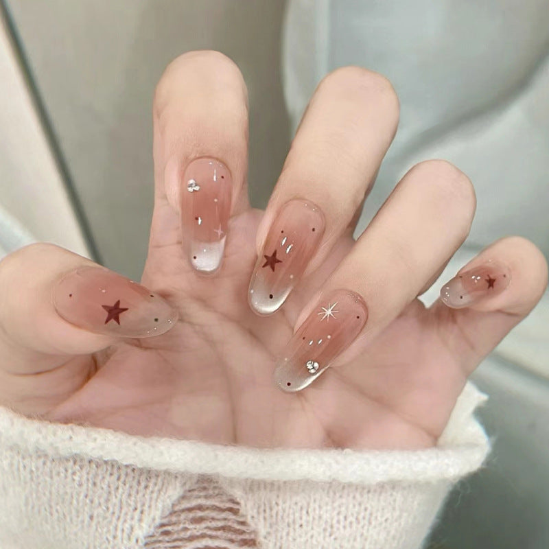 Elegant Press-On Nail Tips with Gold Accents Bowlift