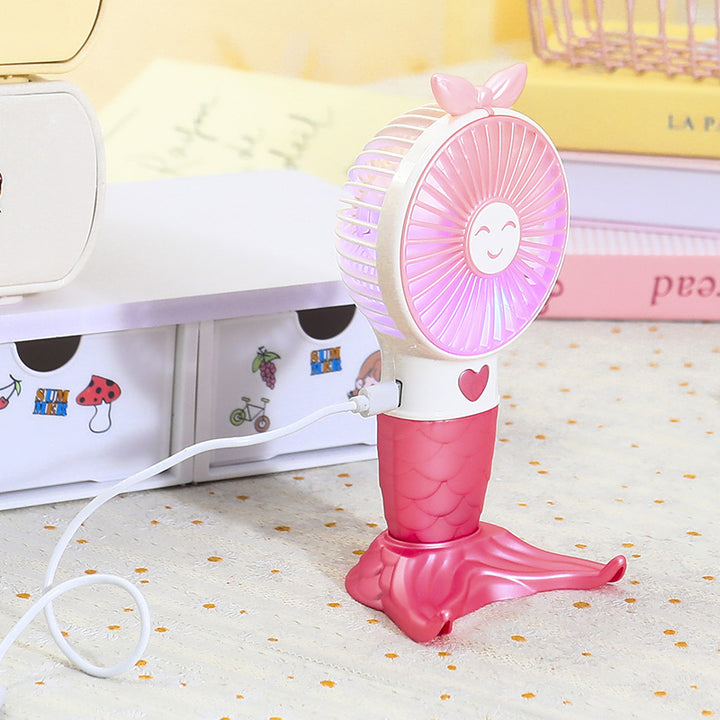 Women Portable Handheld Fan with Mermaid Design Bowlift