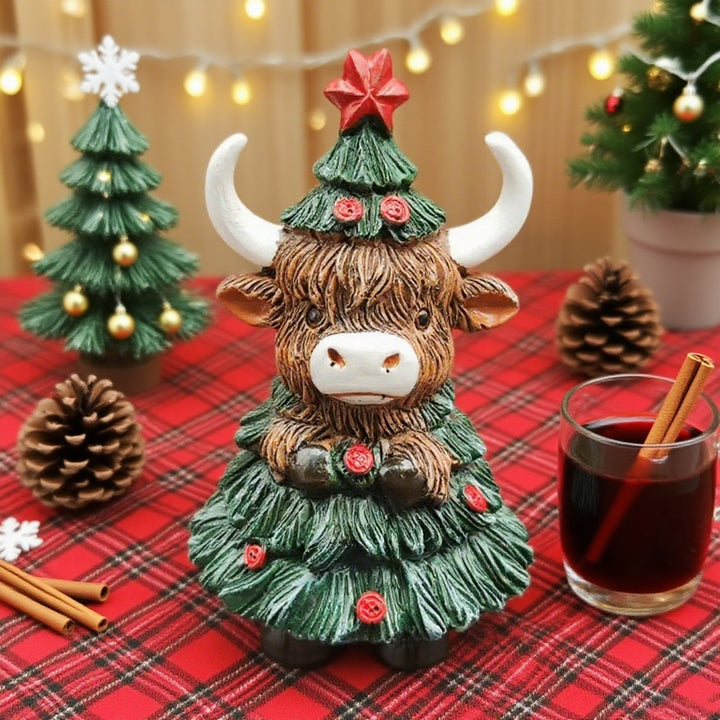 Christmas decoration figure in Highlands cattle design Bowlift