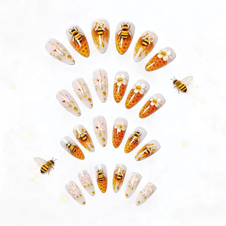 Artificial nails with honeycomb design Bowlift