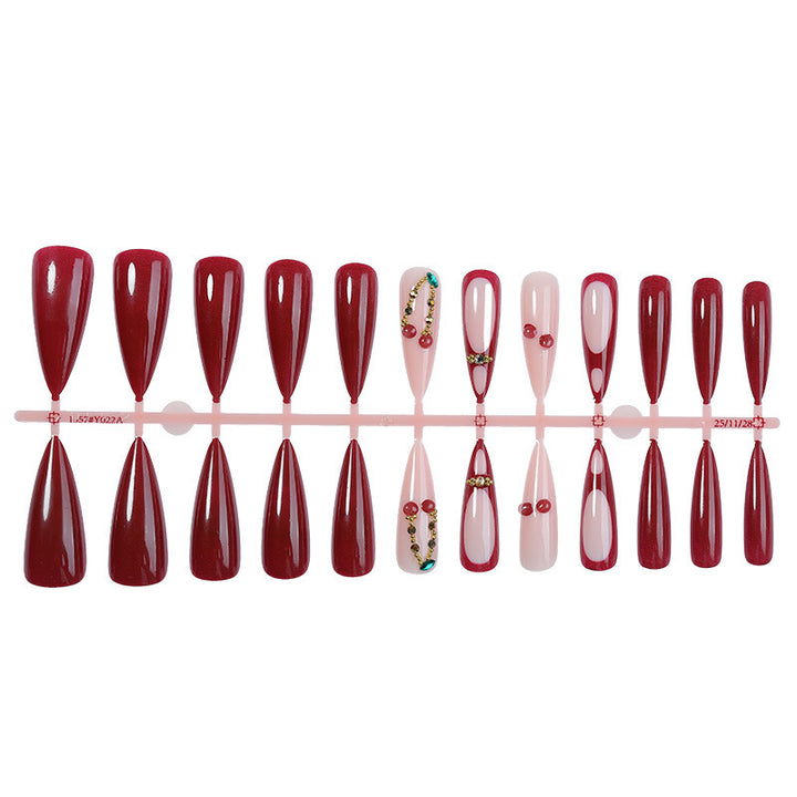 Artificial nail set with elegant red and pink design Bowlift