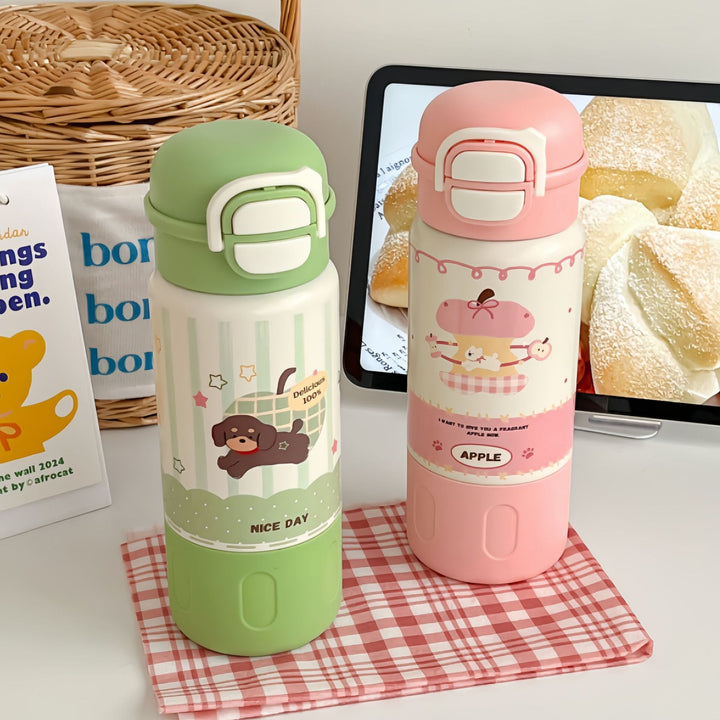 Ladies Insulated Water Bottle with Cheerful Dog Design Bowlift