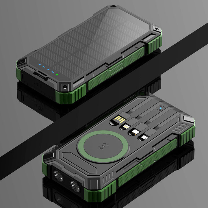 Robust Solar Power Bank with Wireless Charging Function and Safety Light Bowlift