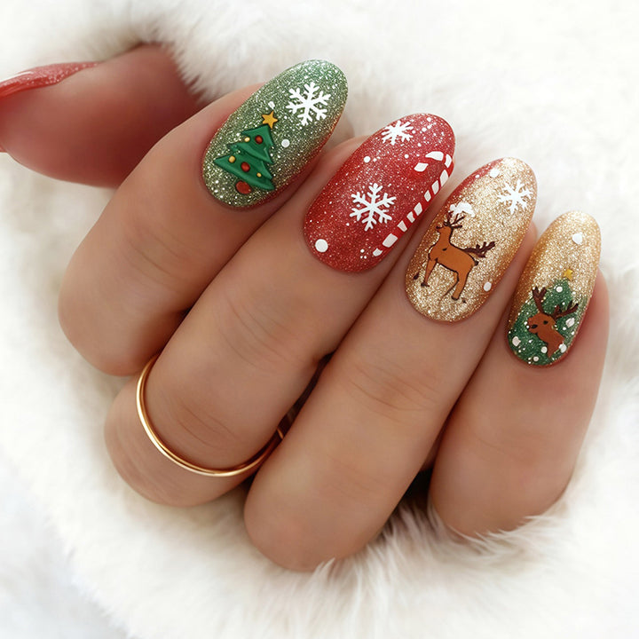 Festive Artificial Nail Set with Winter Motifs Bowlift