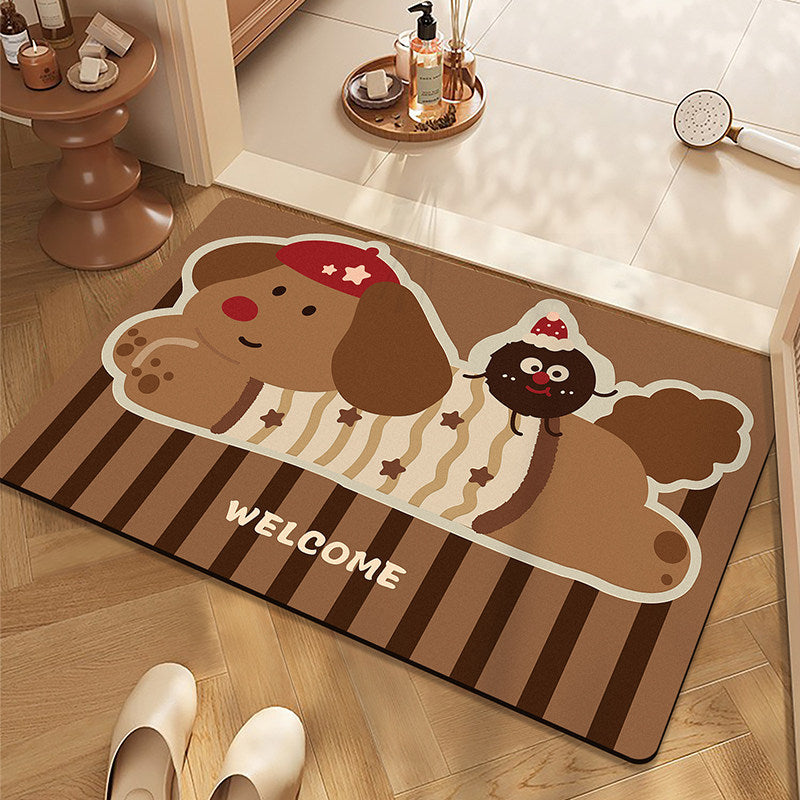Playful Dachshund-Themed Bath Mat