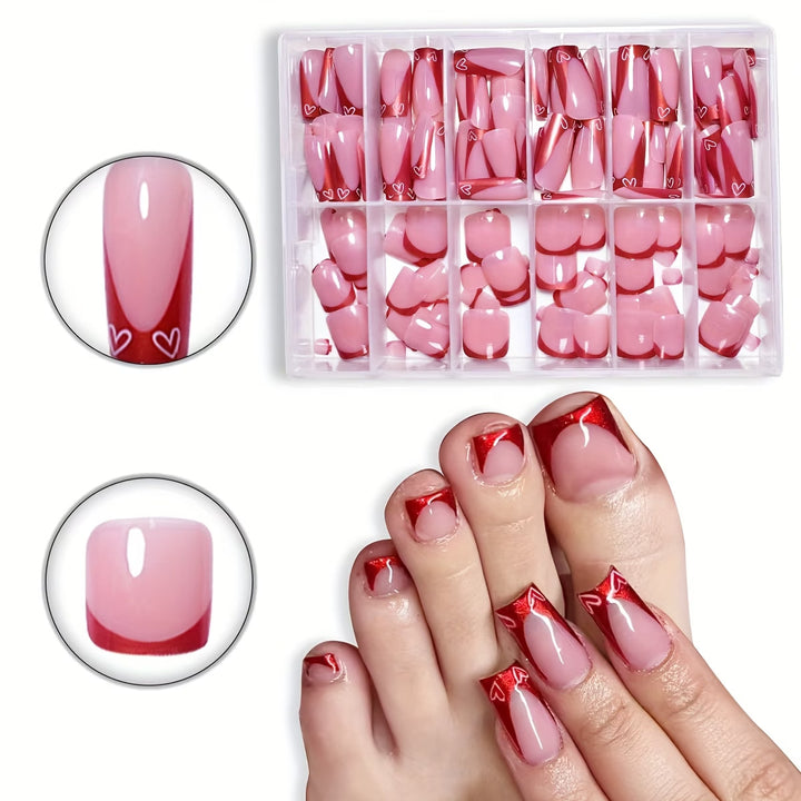 Heart-Design Press-On Nail Art Bowlift