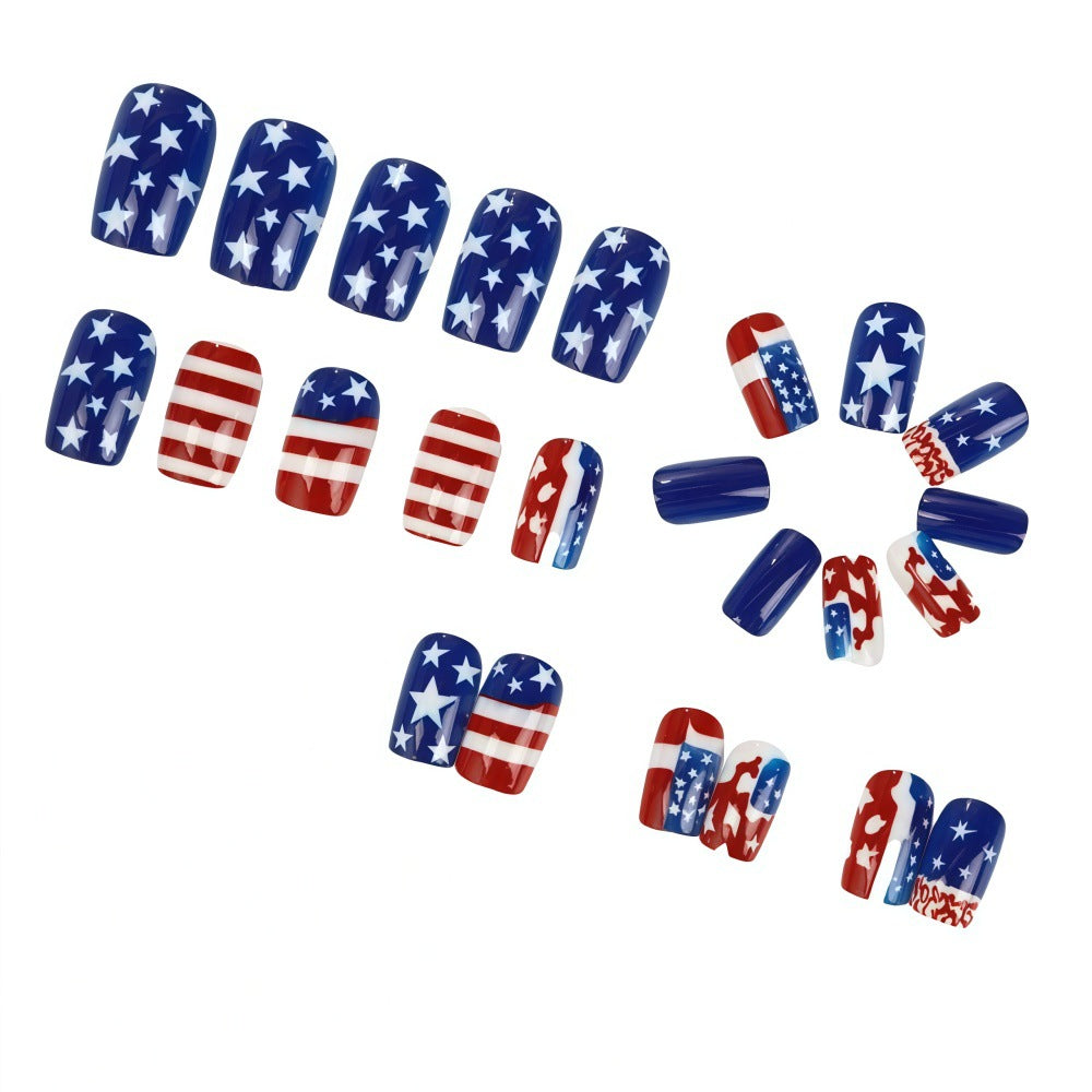 Creative artistic nails in patriotic design Bowlift