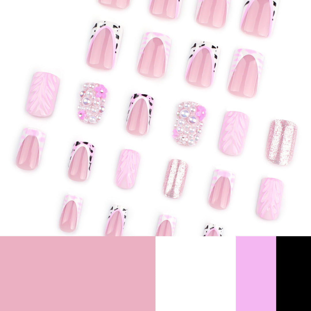Artful nail extensions with mother-of-pearl effects and delicate design Bowlift