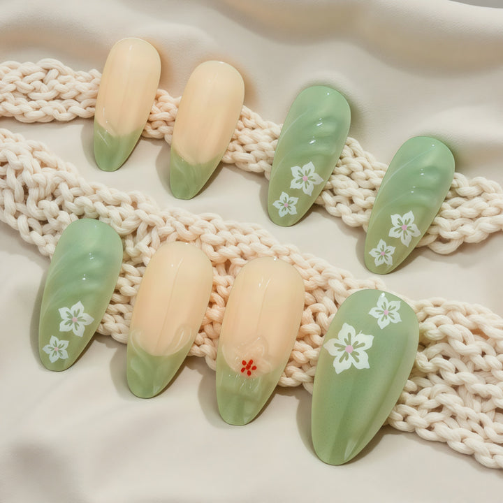 Artificial Nails Set with Filigree Flower Patterns Bowlift