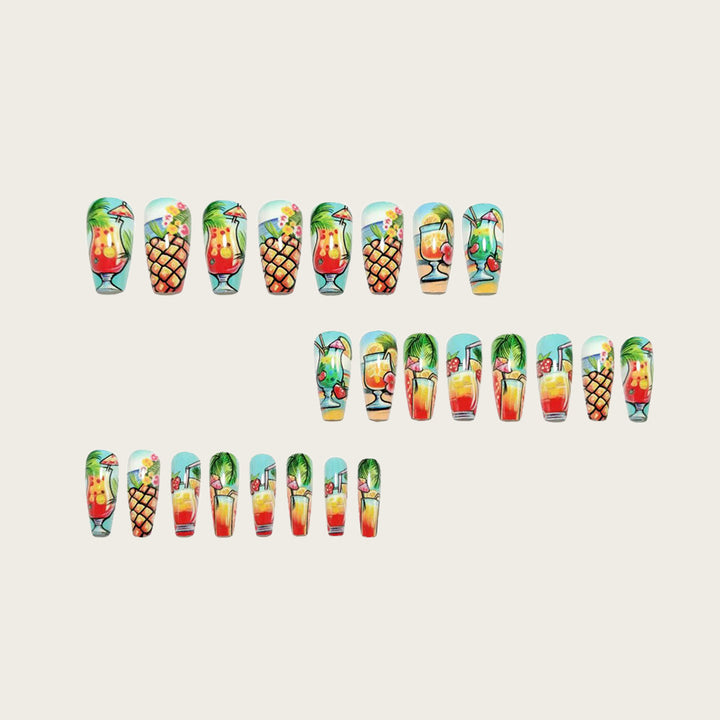 Artificial nails with fruity cocktail design Bowlift