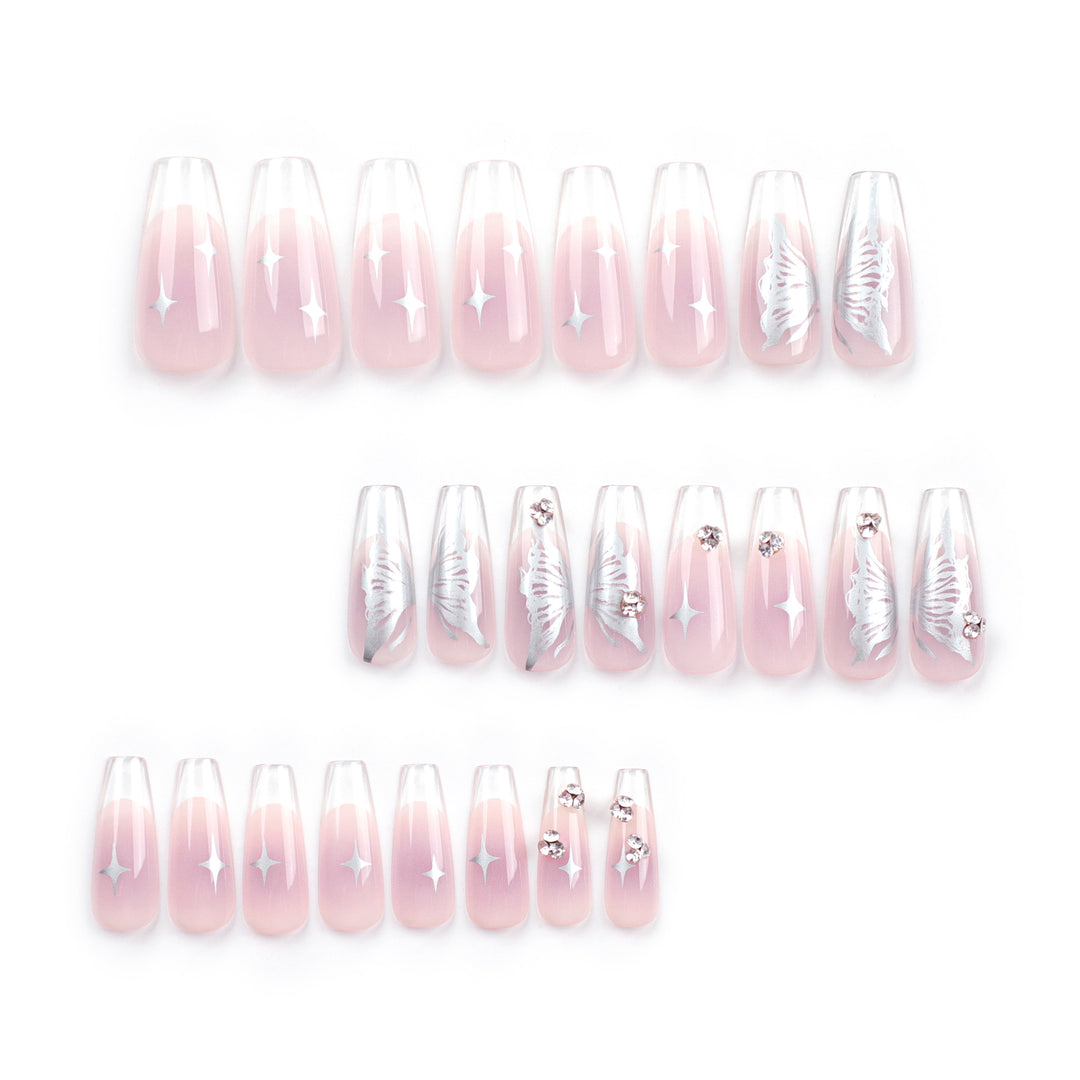 Artistic Nail Extensions with Elegant Floral Design Bowlift