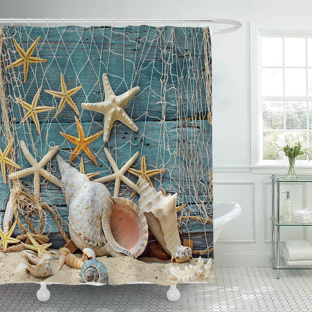 Coastal-themed Shower Curtain Bowlift