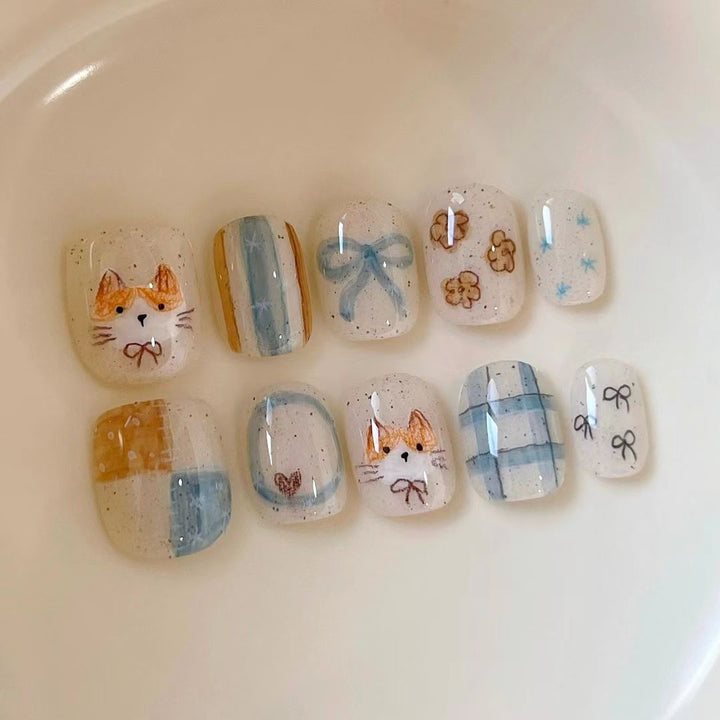 Artistic Cat-Inspired Nail Art Set Bowlift