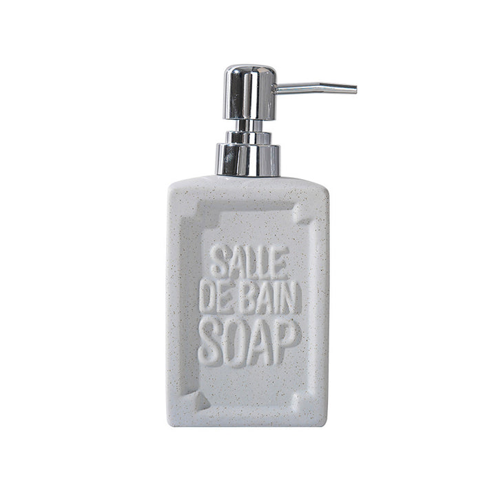 Embossed Ceramic Bathroom Soap Dispenser with Chrome Pump Bowlift
