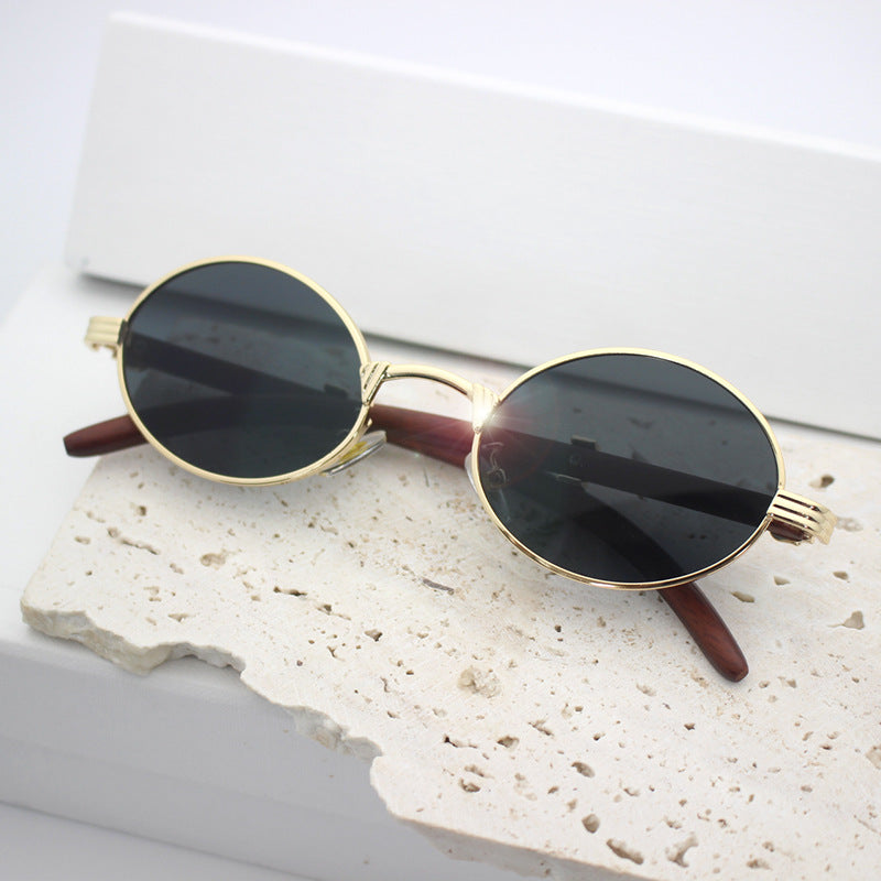 Elegant round sunglasses with high-quality metal frame Bowlift