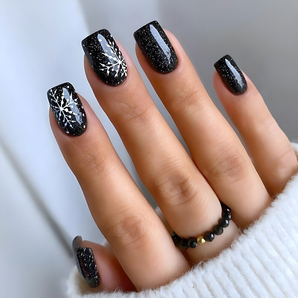 Elegant Black Glitter Nail Art Bowlift