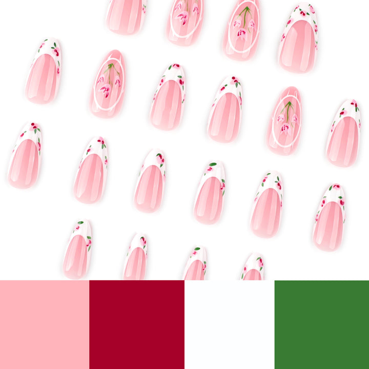 Artful Nail Extensions with Floral Design Bowlift