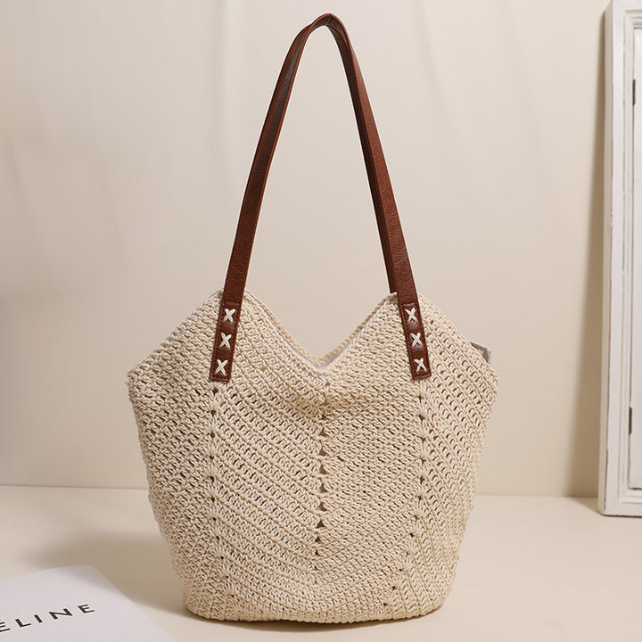 Handcrafted wicker bag with sturdy leather handles Bowlift
