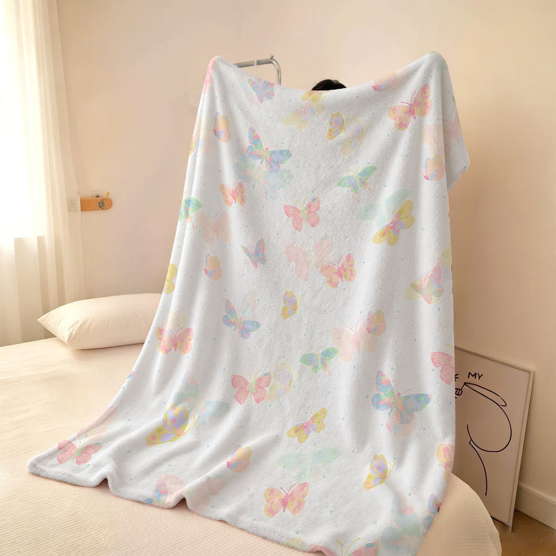 Cozy Butterfly Print Fleece Throw Blanket