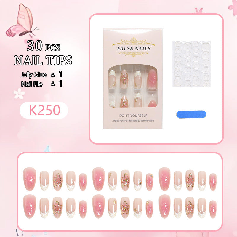 Nail set with elegant floral and glitter elements Bowlift