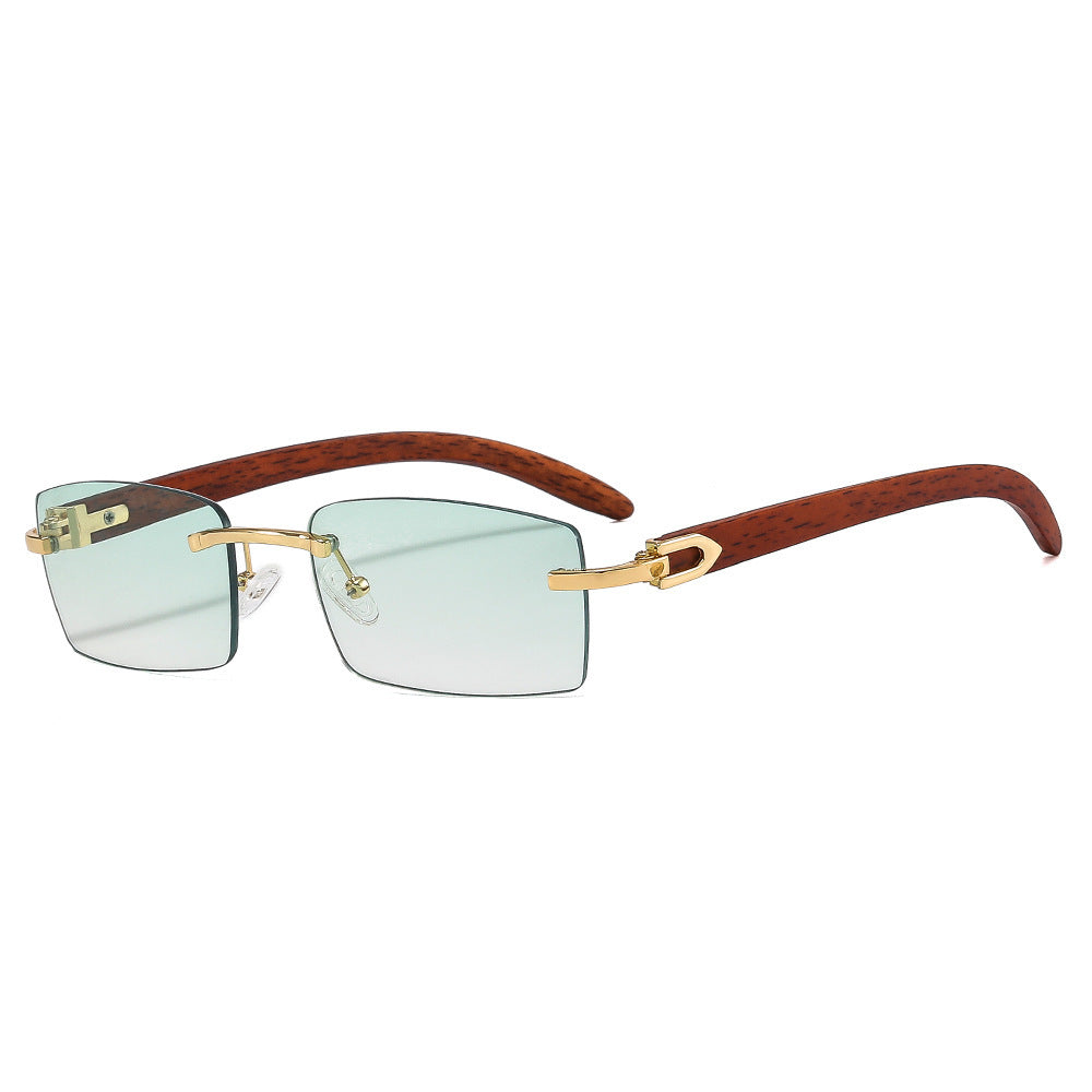 Stylish Wooden-Handled Square Sunglasses Bowlift
