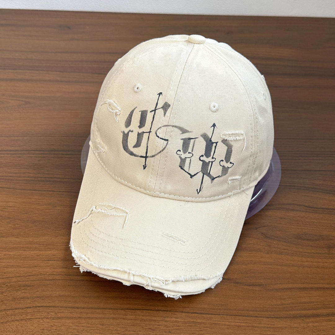 Men's Distressed Graphic Embroidered Cap Bowlift
