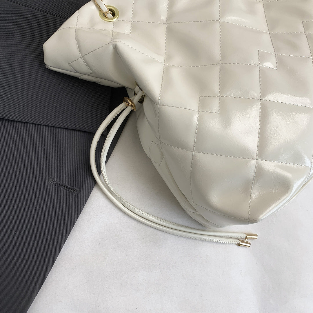 Quilted Patent Leather Slouchy Tote Bag