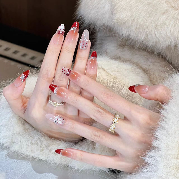 Decorative Press-On Nail Set with Unique Patterns Bowlift