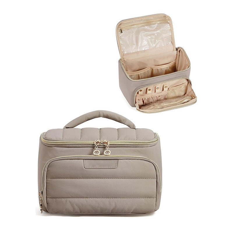 Cosmetic organizer bag with separate compartments and cosmetic compartment Bowlift