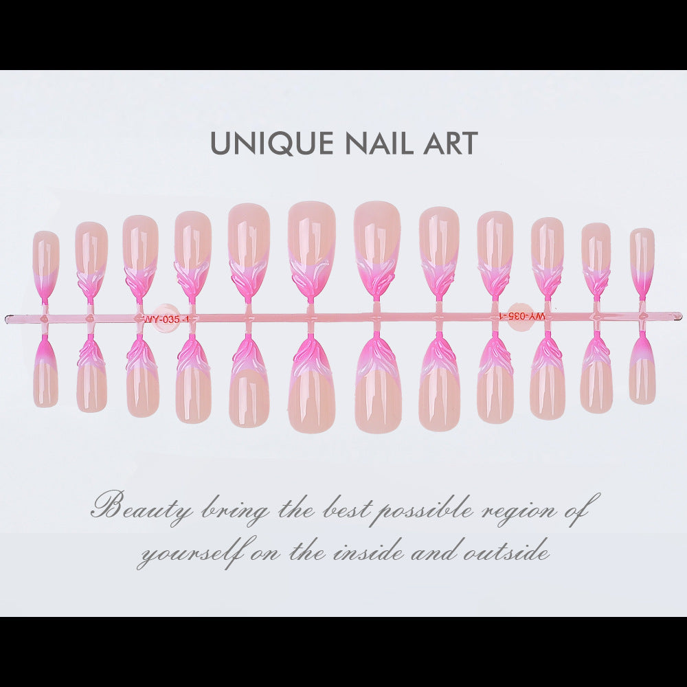 Elegant Artistic Floral Press-On Nail Set Bowlift