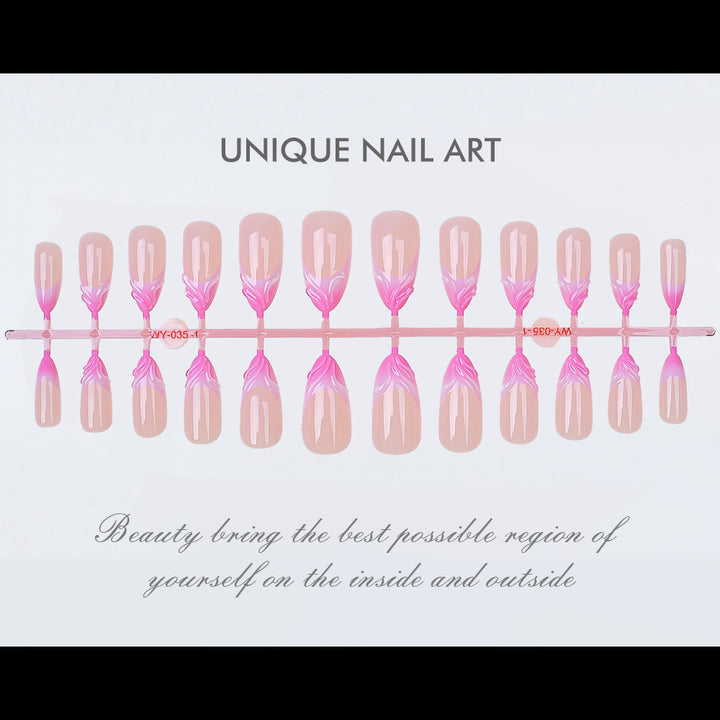 Elegant Artistic Floral Press-On Nail Set Bowlift