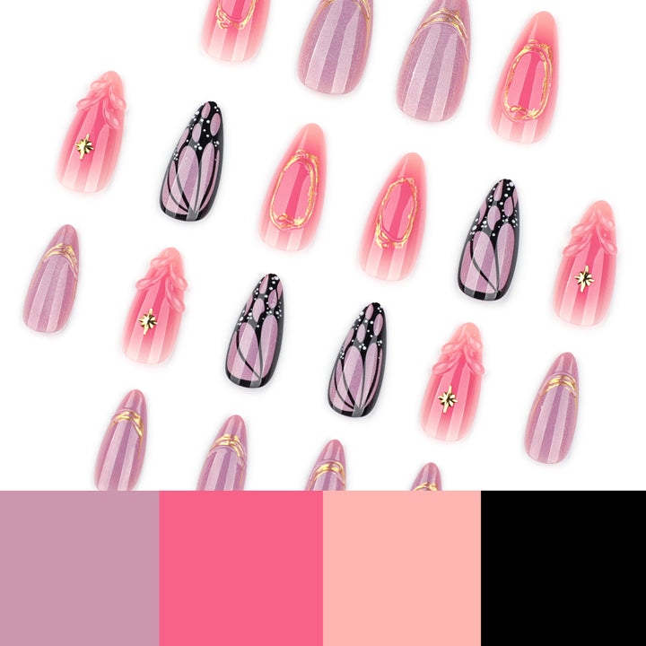 Artful nail art with geometric and floral motifs Bowlift
