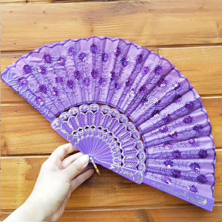 Women's high-quality lace fan with artistic floral motifs Bowlift