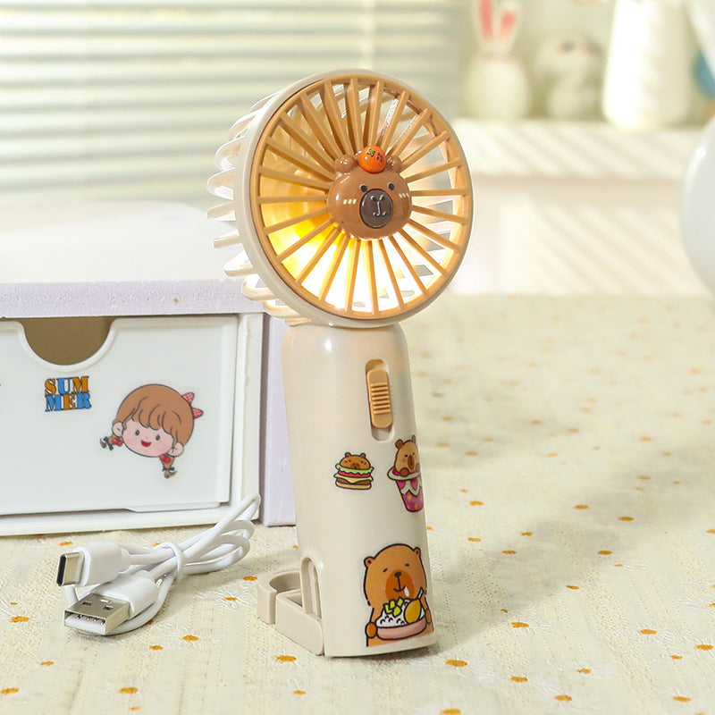Ladies portable LED handheld fan in playful animal design Bowlift
