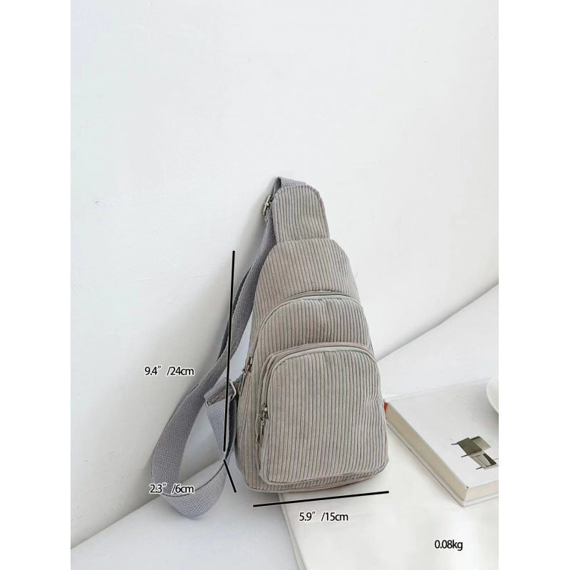 WoMulti-Compartment Corduroy Sling Bag Bowlift