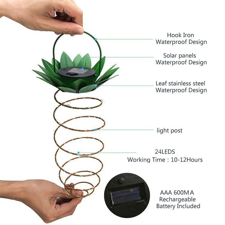Spiral Pendant LED Hanging Planter Lamp With Faux Tropical Leaf Topper Bowlift