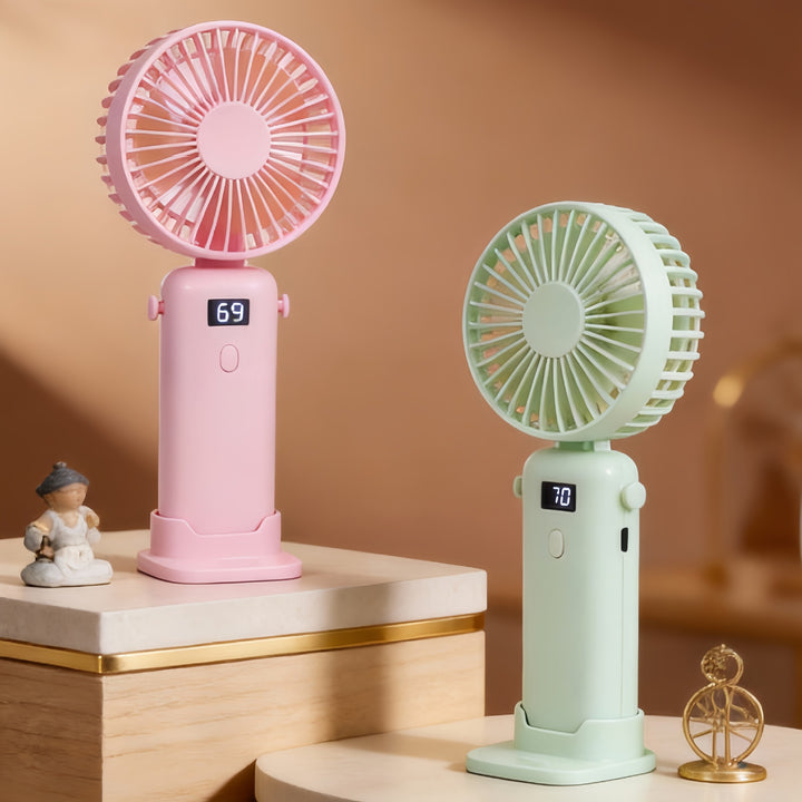 Women's Portable High-Speed Hand Fan with Digital Control Bowlift