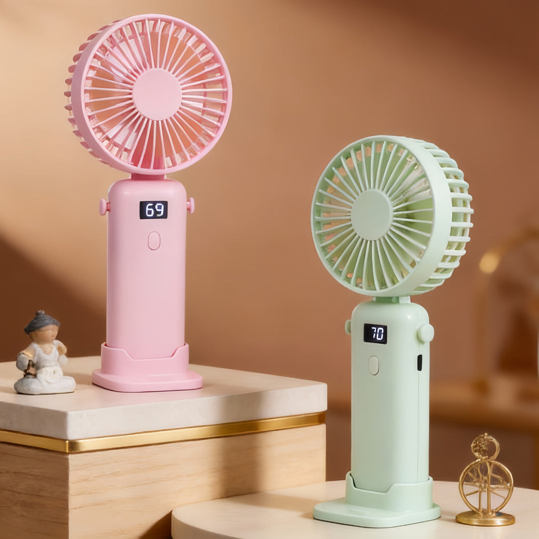 Women's Portable Fan with LED Display and USB Connection Bowlift