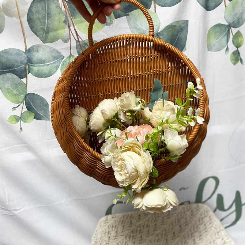Women Handmade Woven Basket with Handle Bowlift